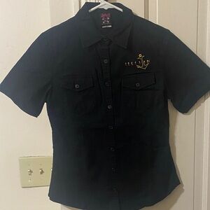 Lucky 13 Black Button Down Work Shirt